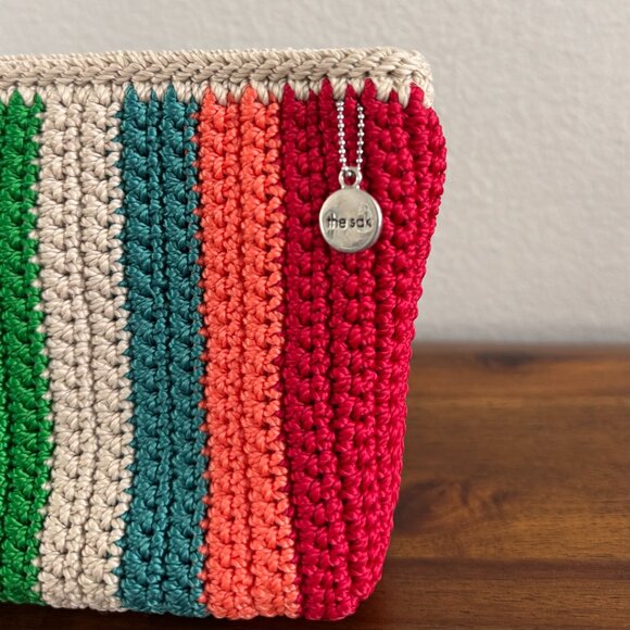 The Sak - Hand Crochet Essential Pouch in Beach Stripe - Picture 2 of 10